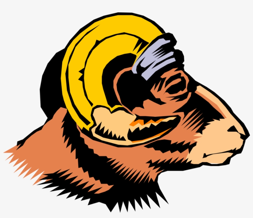 Vector Illustration Of Domestic Goat Head With Pencil, transparent png #1751254