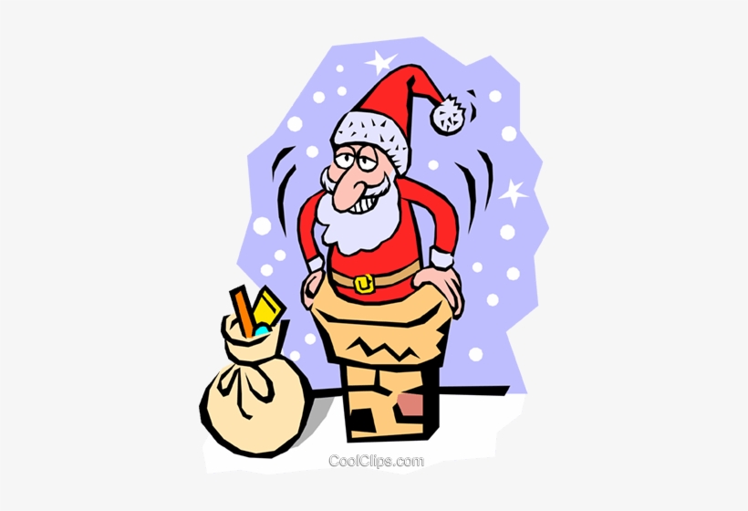 Santa Claus Going Down The Chimney Royalty Free Vector - Santa Going Down The Chimney, transparent png #1754022