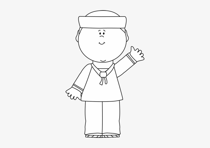 Black And White Sailor Waving Clip Art - Veteran Clipart Black And White, transparent png #1754143