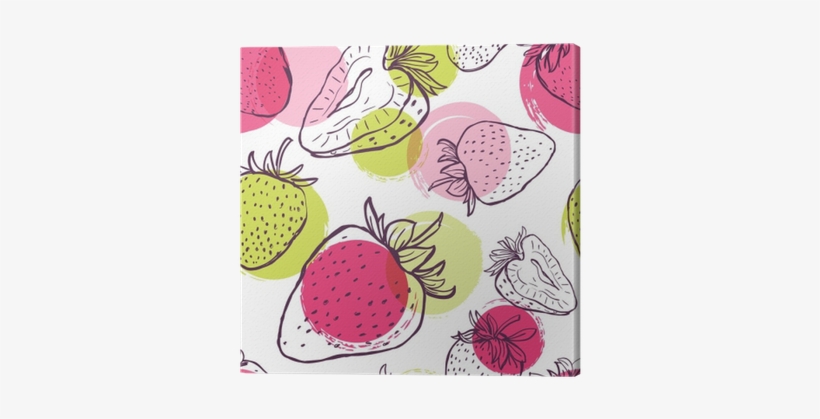 Vector Seamless Pattern With Strawberries And Colorful - Fondo Fresas Dibujo, transparent png #1754354