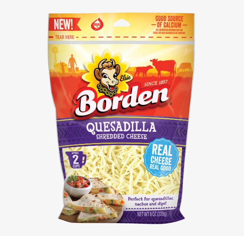 Quesadilla Shreds - American Yellow Cheese Singles 12 Oz Borden, transparent png #1755269