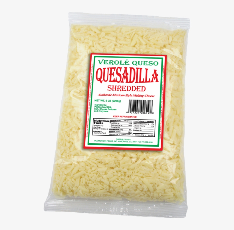 Quesadilla Shredded Cheese 5lb - Authentic Quesadilla Cheese, transparent png #1755703