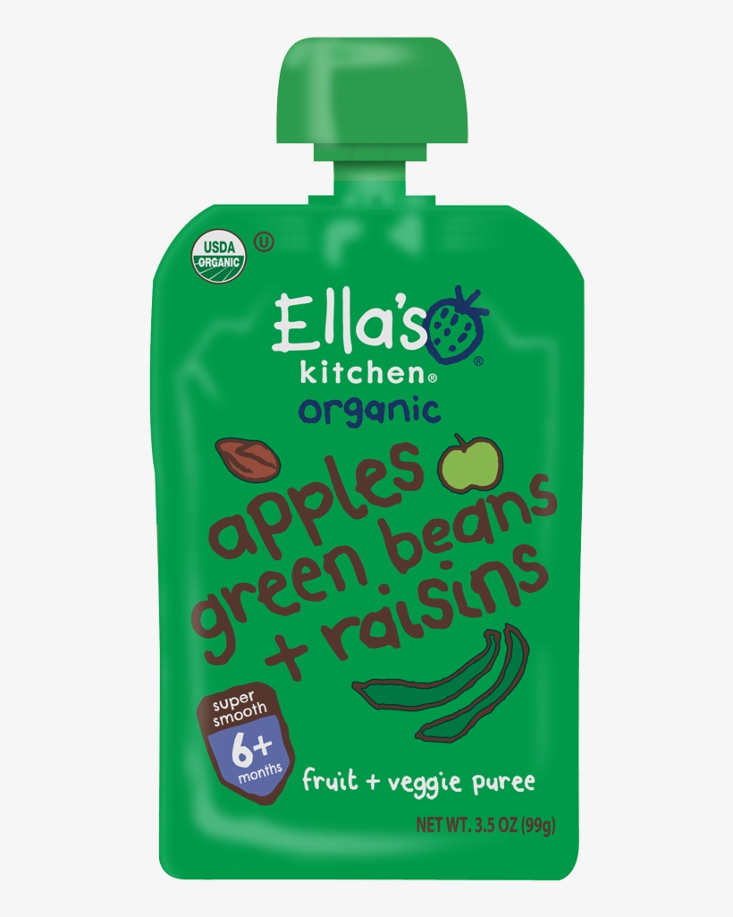 Apples Green Beans Raisins - Ella's Kitchen Pears Peas Broccoli, transparent png #1759296