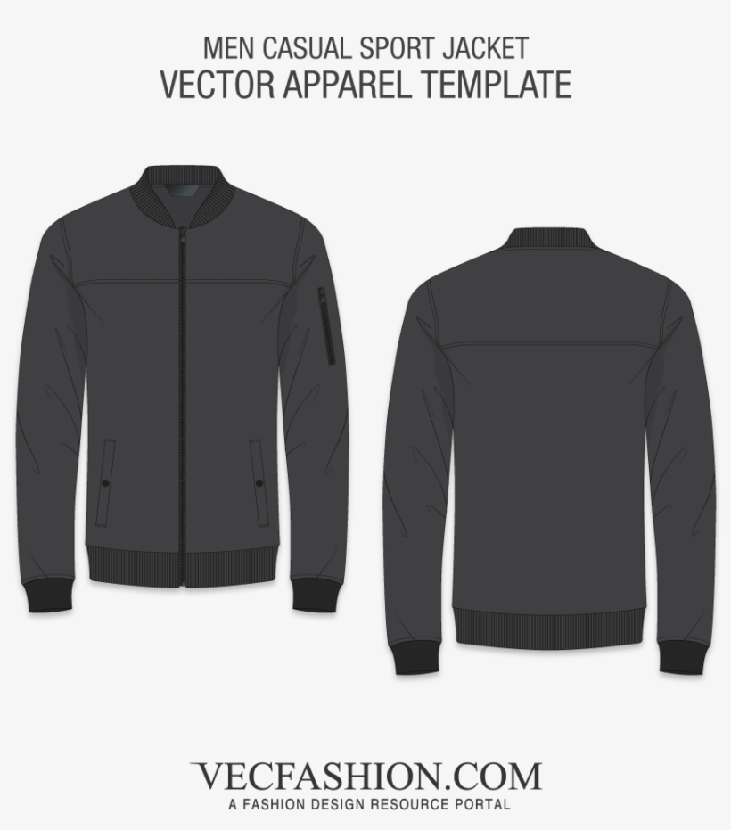Apparel Templates Fashion Design Services Men Casual - Black Jacket Design Template, transparent png #1759522
