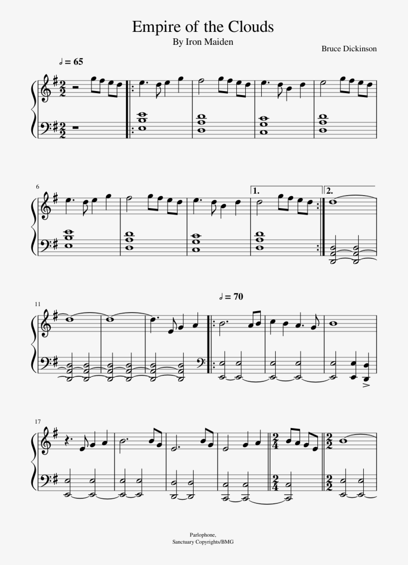 Empire Of The Sheet - Empire Of The Clouds Iron Maiden Piano, transparent png #1760602