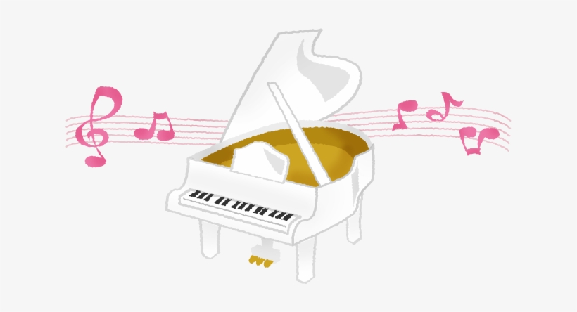 White Piano With Music Notes - ここ なっちゃん 怖い 話, transparent png #1760758