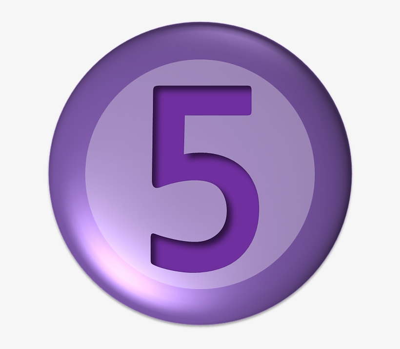 5 In Purple Circle - Number 5 Png Icon, transparent png #1761357