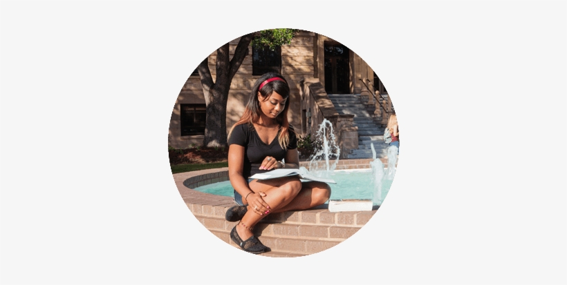 College Student Studying At The H2o Fountain, Near - Tamu Chemistry Building, transparent png #1761484