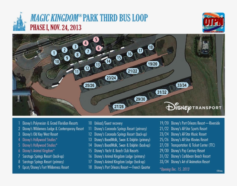 New Magic Kingdom Bus Loop Opening And Information - Hollywood Studios Bus Stop Map, transparent png #1762955