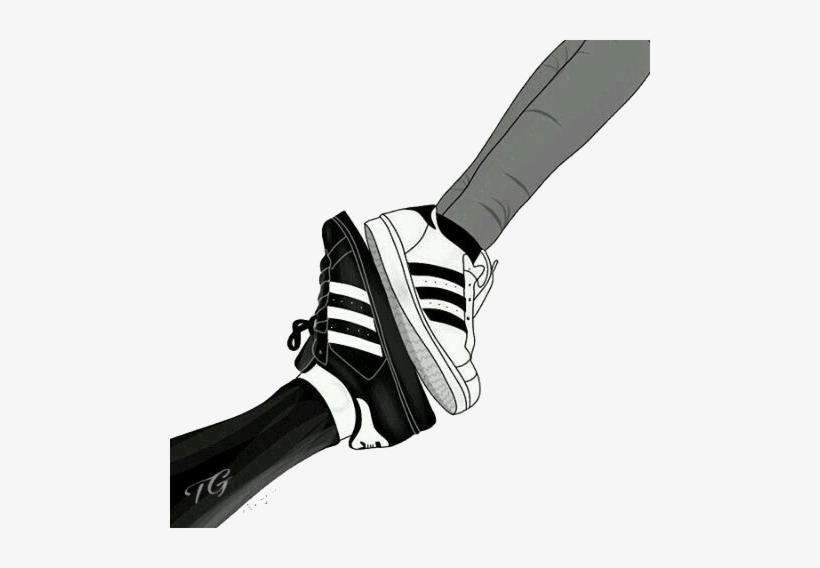 Sticker Tumblr Hipster - Adidas Shoes Drawing, transparent png #1763446