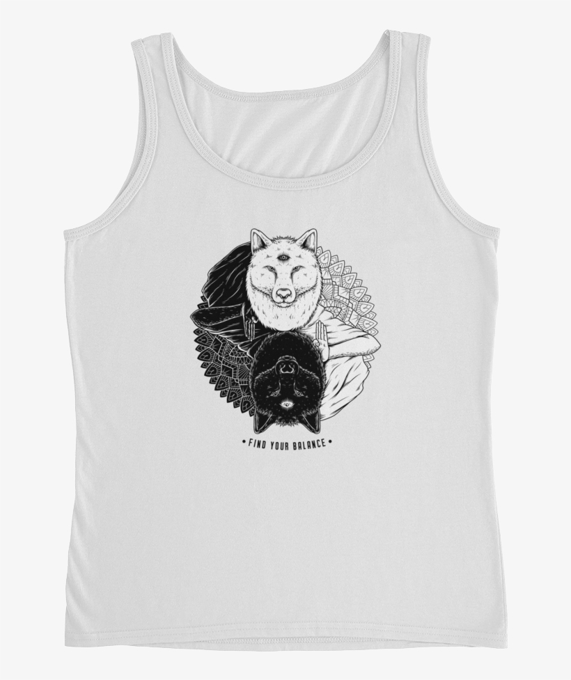 Yin And Yang Wolf Ladies' Tank Top - Crop Top, transparent png #1764119