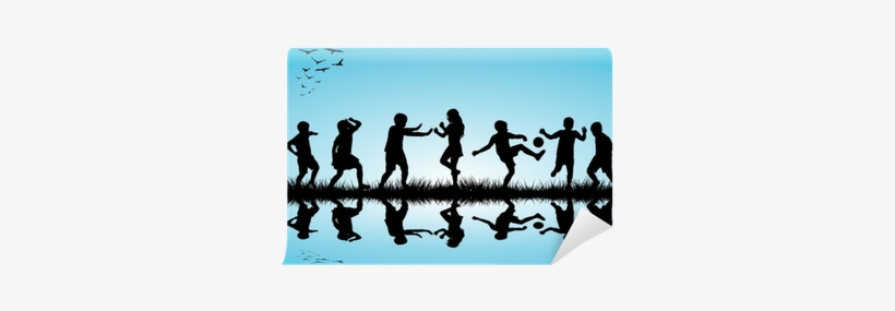 Group Of Children Silhouettes Playing Outdoor Near - Silhouette, transparent png #1764801