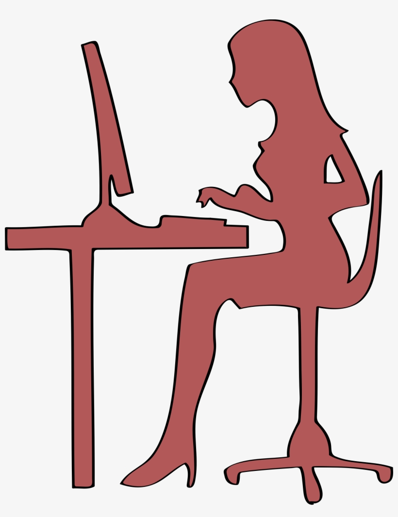 Computer Big Image Png - Woman On Computer Silhouette, transparent png #1765396