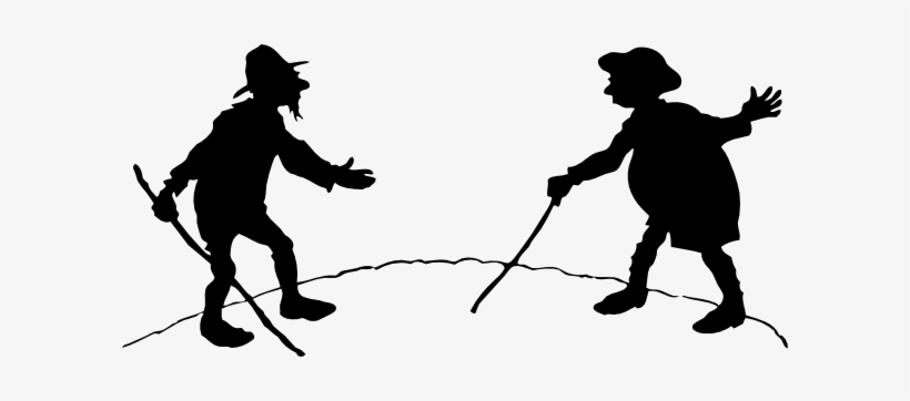 Free Vector Two Men With Canes Clip Art - Silhouette Of Two Men Fighting, transparent png #1765693