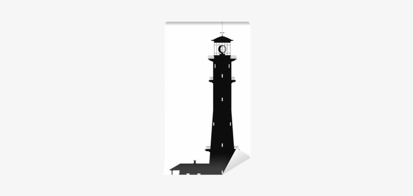 Silhouette Of Lighthouse Isolated On White Wall Mural - Illustration, transparent png #1765872