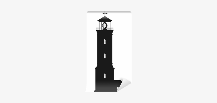 Silhouette Of Lighthouse Isolated On White Wall Mural - Wallpaper, transparent png #1765959