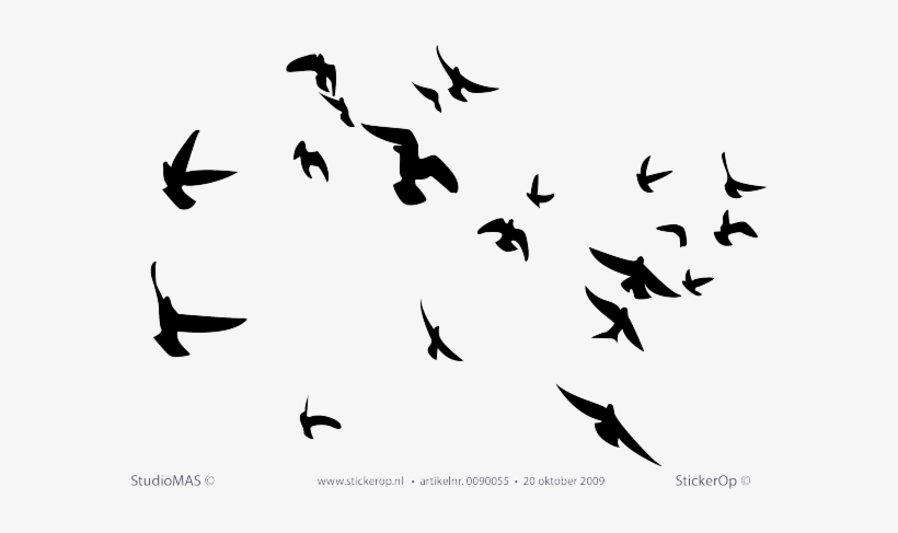 Vliegende Vogelzwerm - Wallhogs Soaring Birds Silhouette Wall Decal, transparent png #1766453
