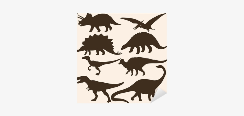 Vector Set Of 8 Dinosaurs Silhouettes Sticker • Pixers® - Echo Park Paper Company Triceratops Die Set, Small, transparent png #1766556