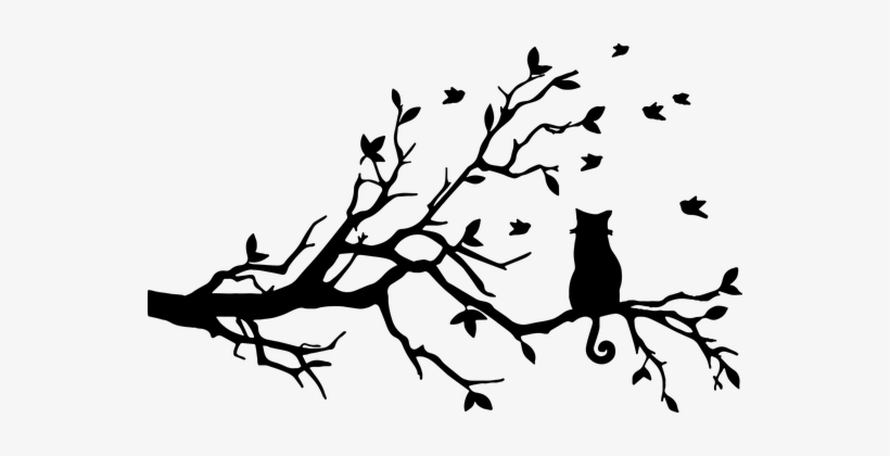 Cats, Silhouette - Tree Branch Silhouette, transparent png #1766557