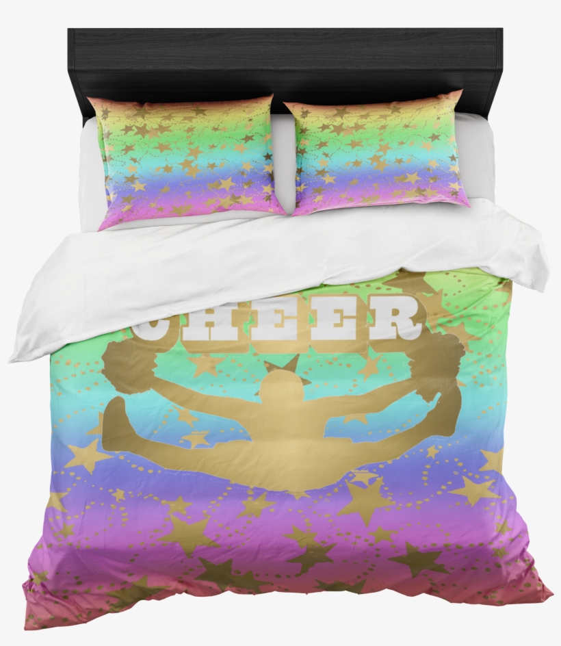 Cheer Silhouette With Stars In Gold And Rainbow Gradient - Duvet Cover, transparent png #1766999