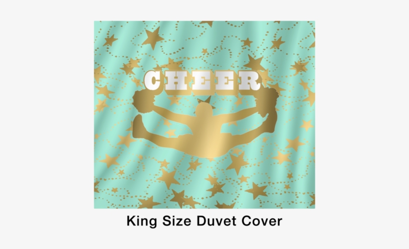 Cheer Silhouette With Stars In Gold And Mint Duvet - Juvenile Diabetes Research Foundation, transparent png #1767101