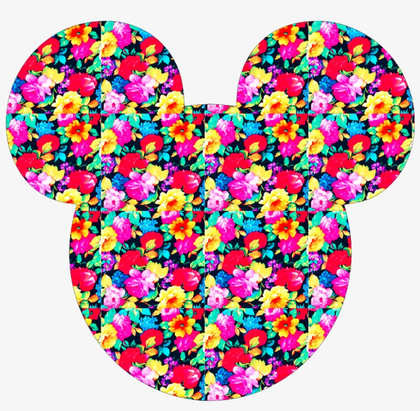 Floral Pattern Minnie,mickey,silhouette Dad Hat - Society6 Neon Floral Girly Trendy Pink Teal Fashion, transparent png #1767900