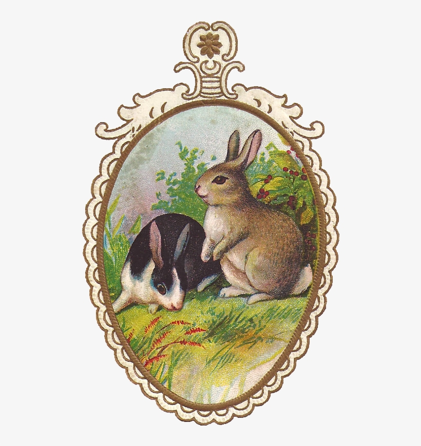 Vintage Clip Art Bunny Silhouette Easter - Glückliche Ostern-kaninchen Grußkarte, transparent png #1768255