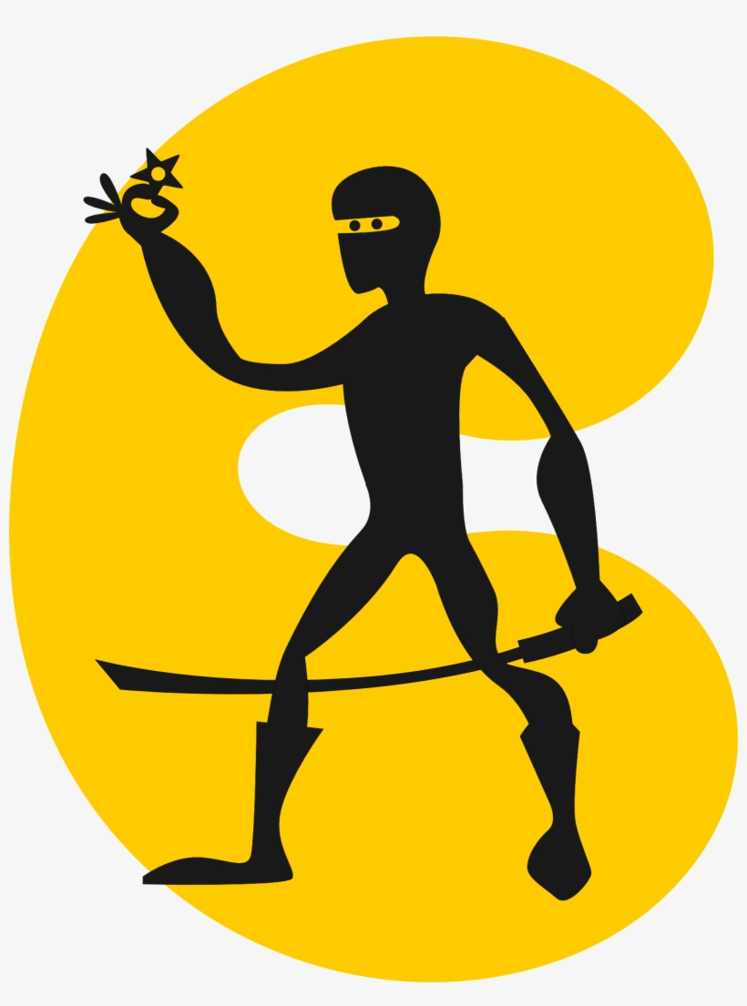Man Silhouette Stars Ninja Sword - Cartoon Ninja, transparent png #1769693