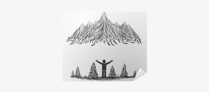 Vector Illustration With Ink Mountains, Forest And - Illustration, transparent png #1769694