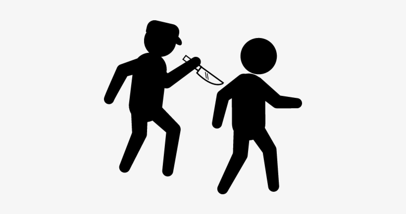 Criminal With A Knife Behind A Walker Vector - Knife In Back Cartoon, transparent png #1770066