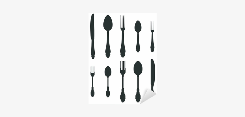 Silhouettes Of Spoon, Fork And Knife-vector Sticker - Still Life Photography, transparent png #1770718