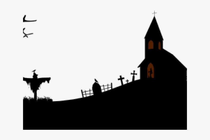 Graveyard Clipart Graveyard Scene - Spooky Church Clipart, transparent png #1770872