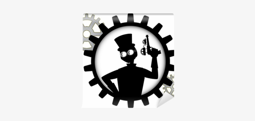 Silhouette Of Steampunk Man Holds Gun Inside Gear Wall - Depositphotos, transparent png #1770944