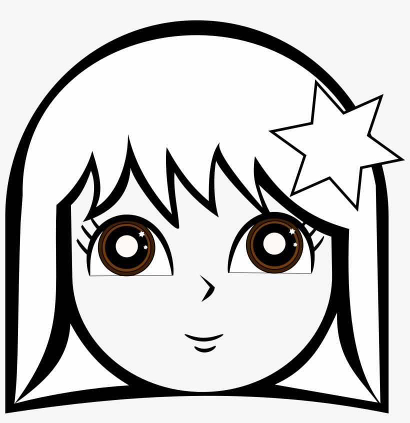 Girls Face Coloring Pages - Doll Face Clipart Black And White, transparent png #1786396