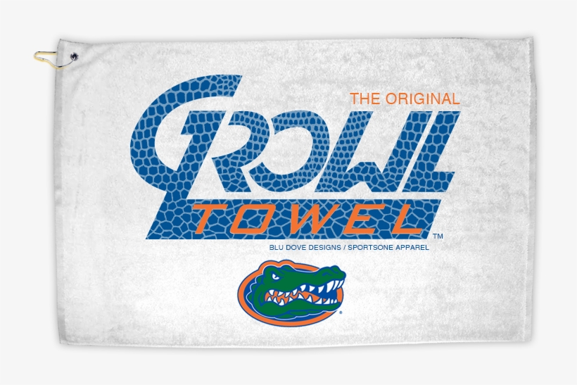 White Growl Towel With Blue Print - Florida Gators Face Tattoos 4ct, transparent png #1786666