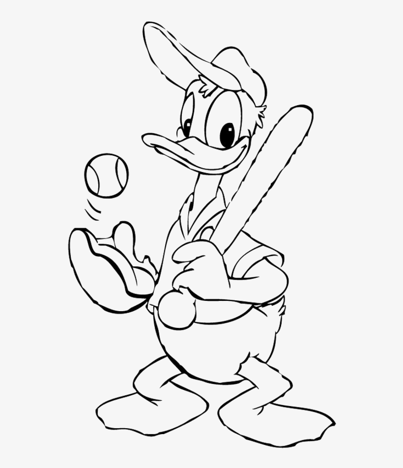 Mickey Mouse Baseball Coloring Pages Baseball Coloring - Donald Duck Baseball Coloring Pages, transparent png #1786967