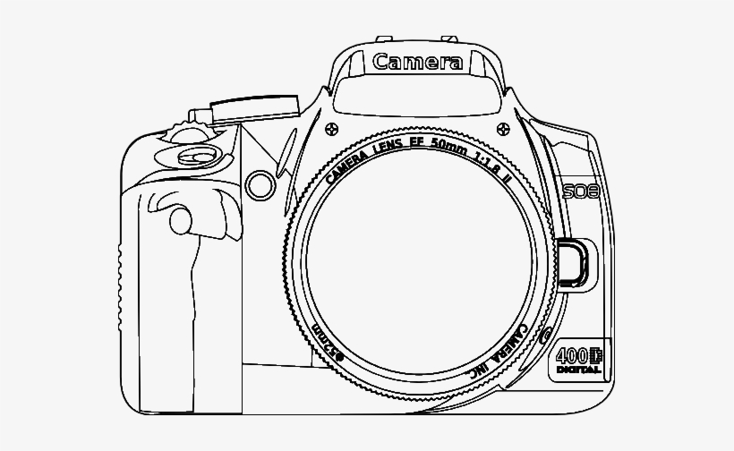 Slr Camera Coloring Page - Camera Black And White Clip Art, transparent png #1786985