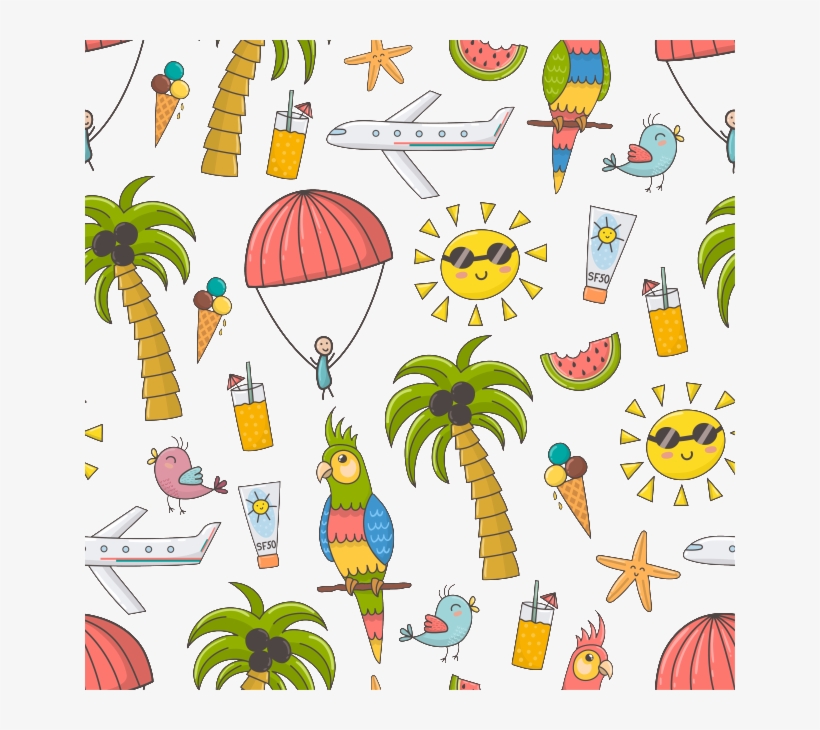 Hand-painted Enjoyment Of Summer Holiday Background - Summer Time Pattern, transparent png #1789306