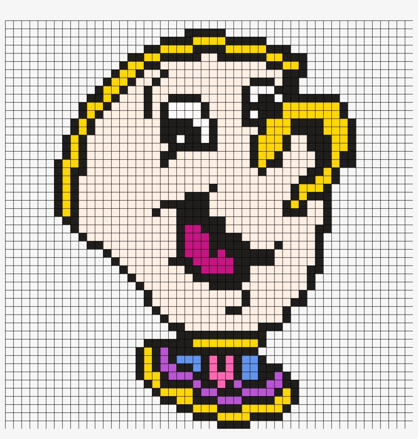 Chip From Beauty And The Beast Perler Bead Pattern - Pixel Art Beauty And The Beast, transparent png #1789995