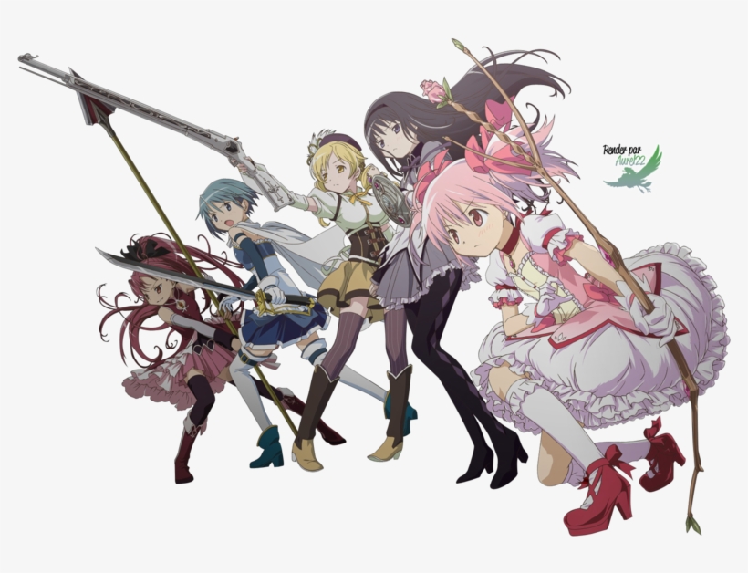 Puella Magi Madoka Magica Group 3 Render By Anouet-d5fmohk - Puella Magi Madoka Magica, The Complete Tv Series [dvd], transparent png #1790343