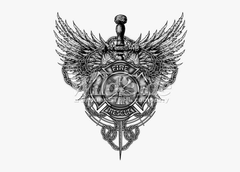 Fire Rescue Sword Wings - Firefighters Kick Ash Shirts, transparent png #1791545