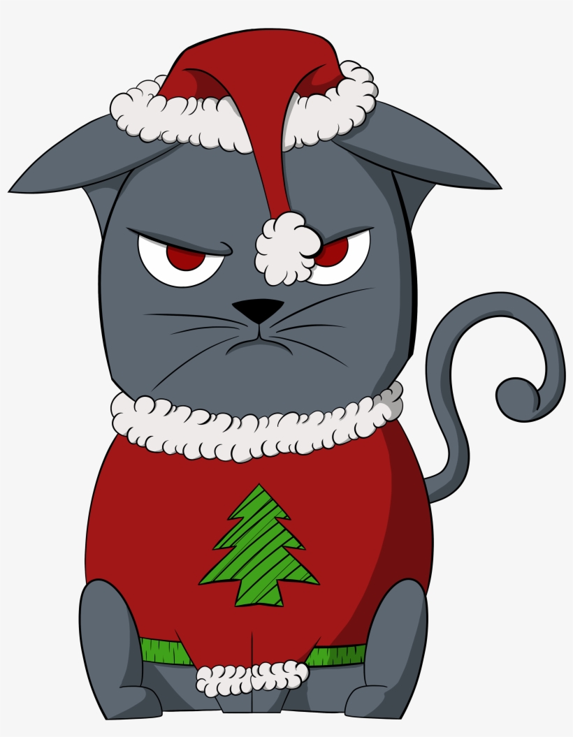 Angry Xmas Cat - Cat, transparent png #1792486