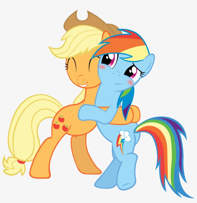 Full - Applejack Hugging Rainbow Dash, transparent png #1793545