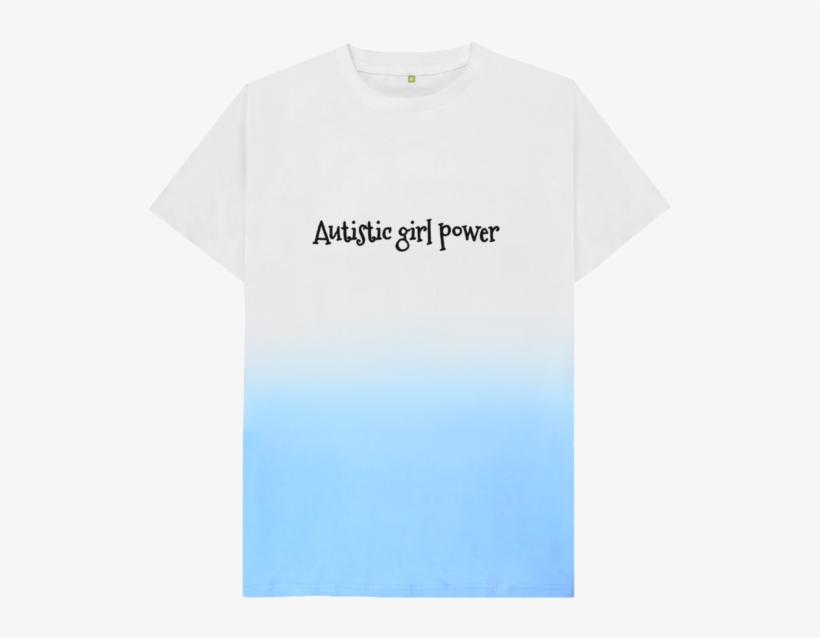 Blue Fade Autistic Girl Power - Transparent Background Plain White T Shirt, transparent png #1794712