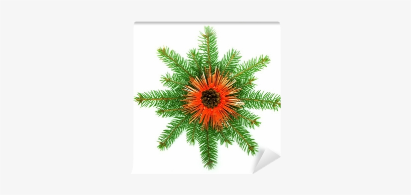 Snowflake Made From Christmas Tree Branches Wall Mural - Christmas Day, transparent png #1795030