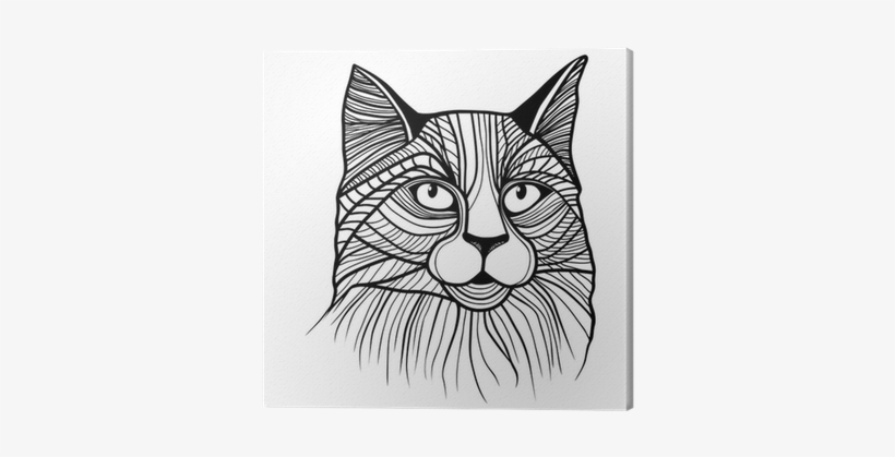 Vector Illustration Of Cat Head Canvas Print • Pixers® - Disegno Testa Di Animale, transparent png #1795032