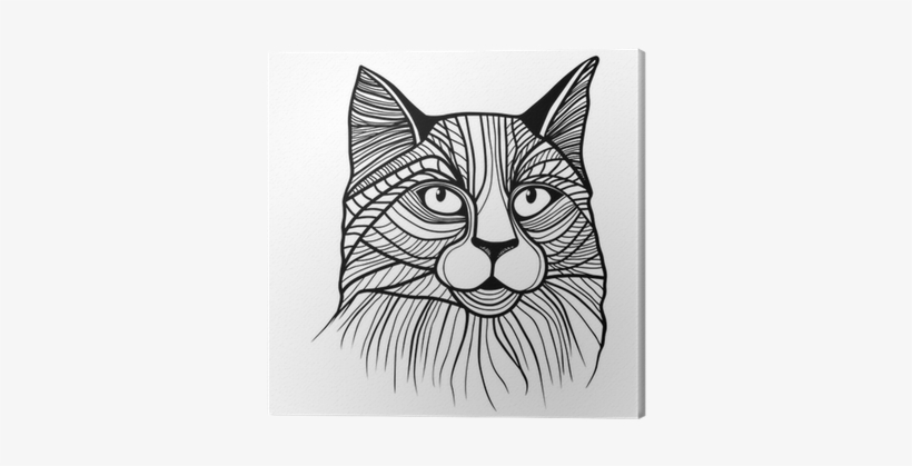 Vector Illustration Of Cat Head Canvas Print • Pixers® - Disegno Testa Di Animale, transparent png #1795032
