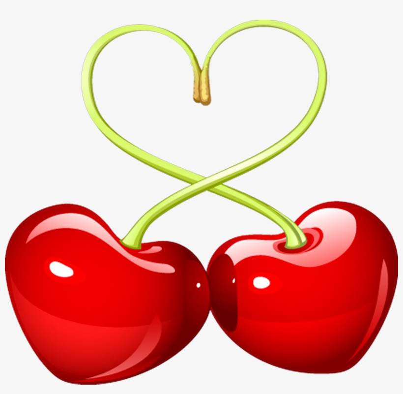 Two Heart In Cherry Shape - Cherry Vector, transparent png #1795390