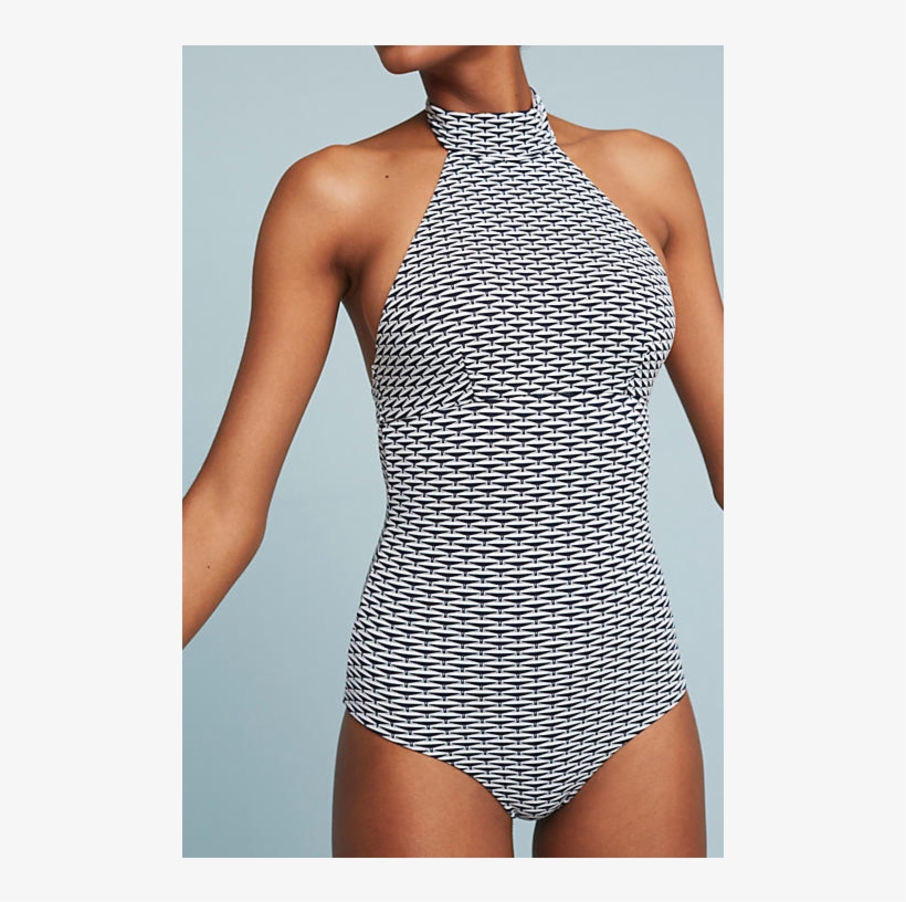 Padded Plus Size Halter Choker One-piece Swimsuit - One-piece Swimsuit, transparent png #1795736