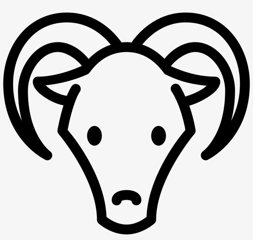 This Is An Animal With Two Curved Horns That Jut From - Goat Icon, transparent png #1796840